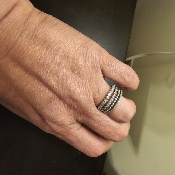 Sterling Silver and Diamond Stack look ring. Size 7. Purchased from Sam's Club. - Picture 5 of 7